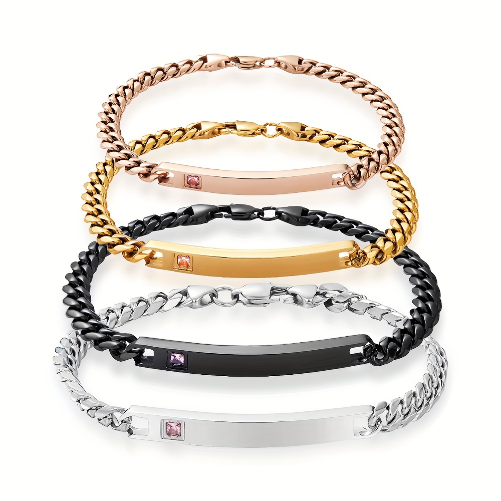 

Mens Womens Stainless Steel Golden Black Bracelet 2pcs