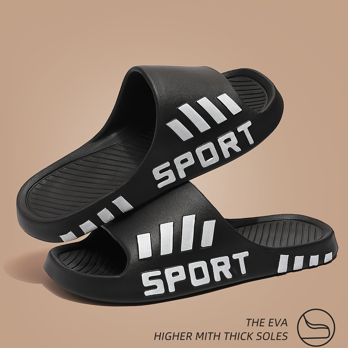 Image of Men's Fashion Slides - Non-slip, Odor-resistant Summer Beach Sandals | Comfortable Eva Open-toe Slippers With Textured Sole For Indoor & Outdoor Wear, Summer Sandals