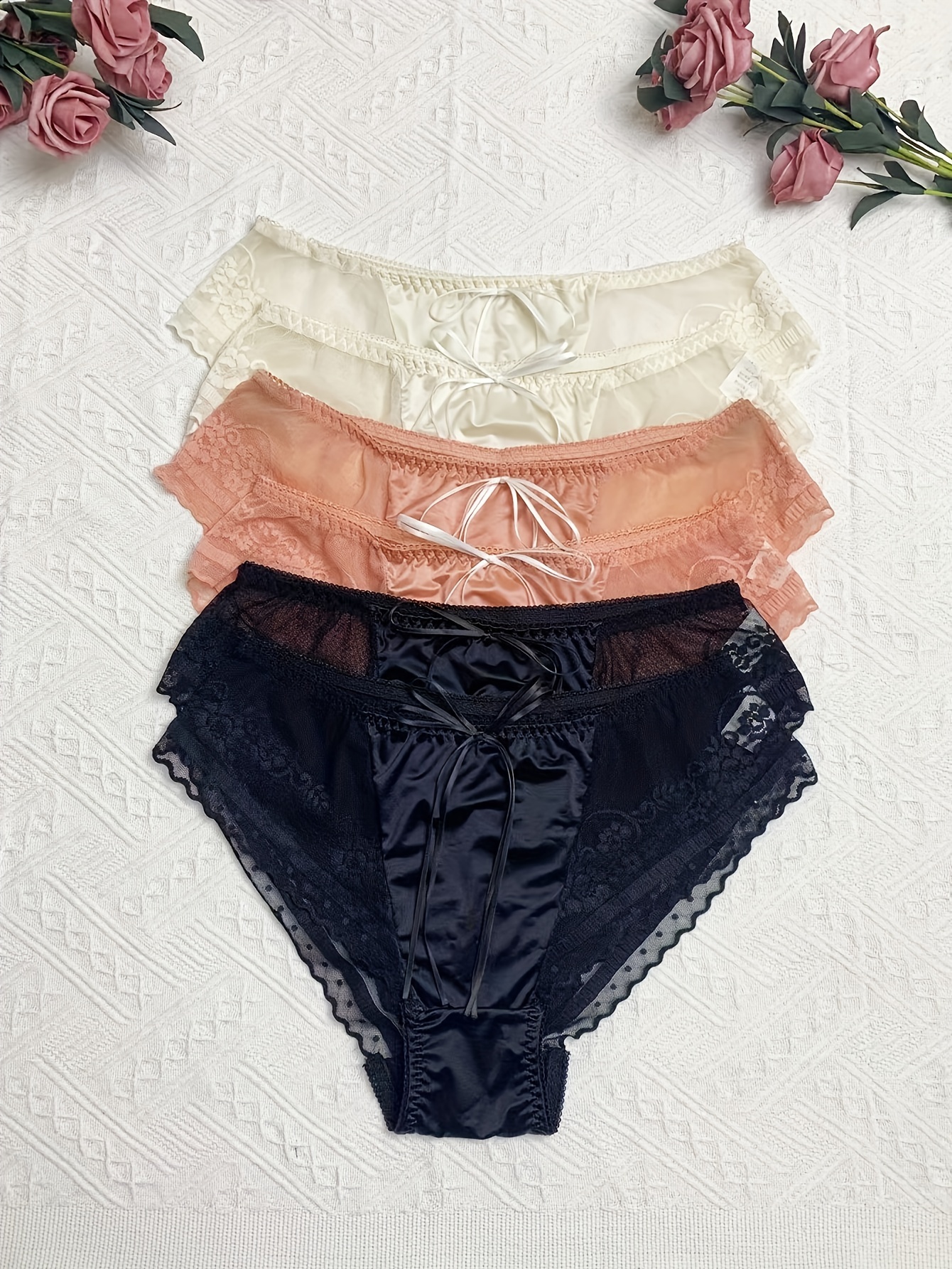Sexy Lace Cheeky Panties Strappy Low Cut Cheekies With Bow - Temu