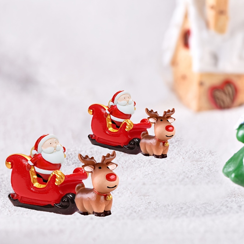 

3pcs Santa & Reindeer Resin Figurines Set - Christmas Decor, Indoor/outdoor Use, No Power Needed