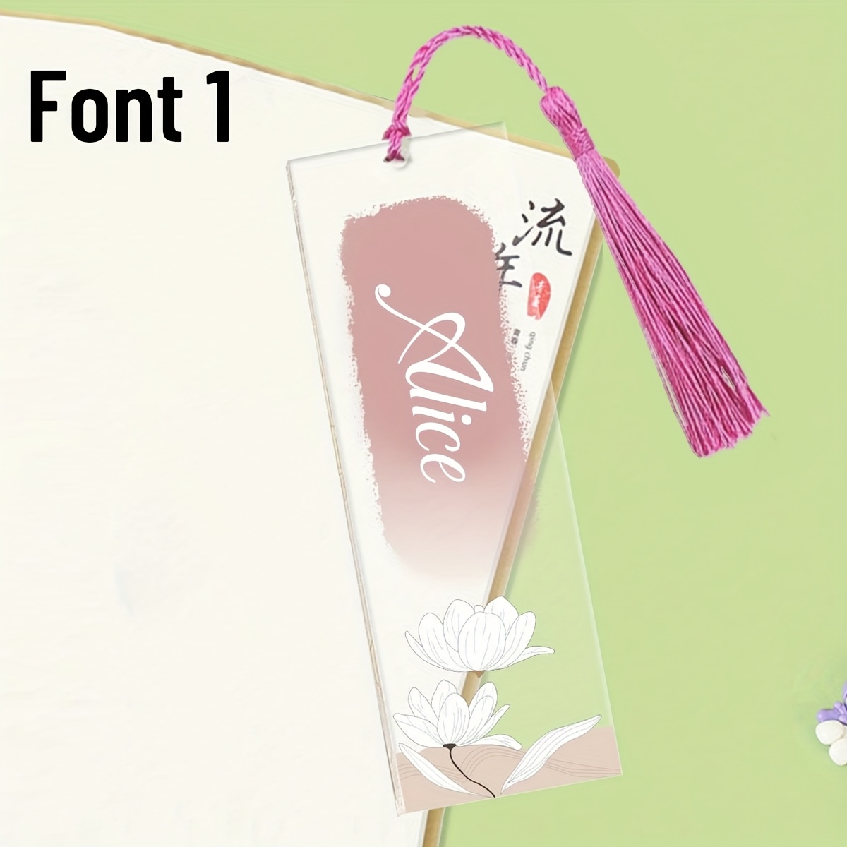TEMU Custom Name Bookmarks, Personalized Name Acrylic Bookmarks, Customizable Pink/blue/purple/ Tassel Bookmarks, Customized Handmade Floral