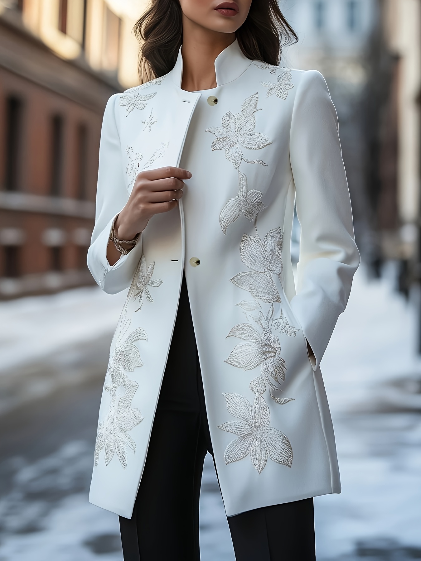   floral embroidered coat