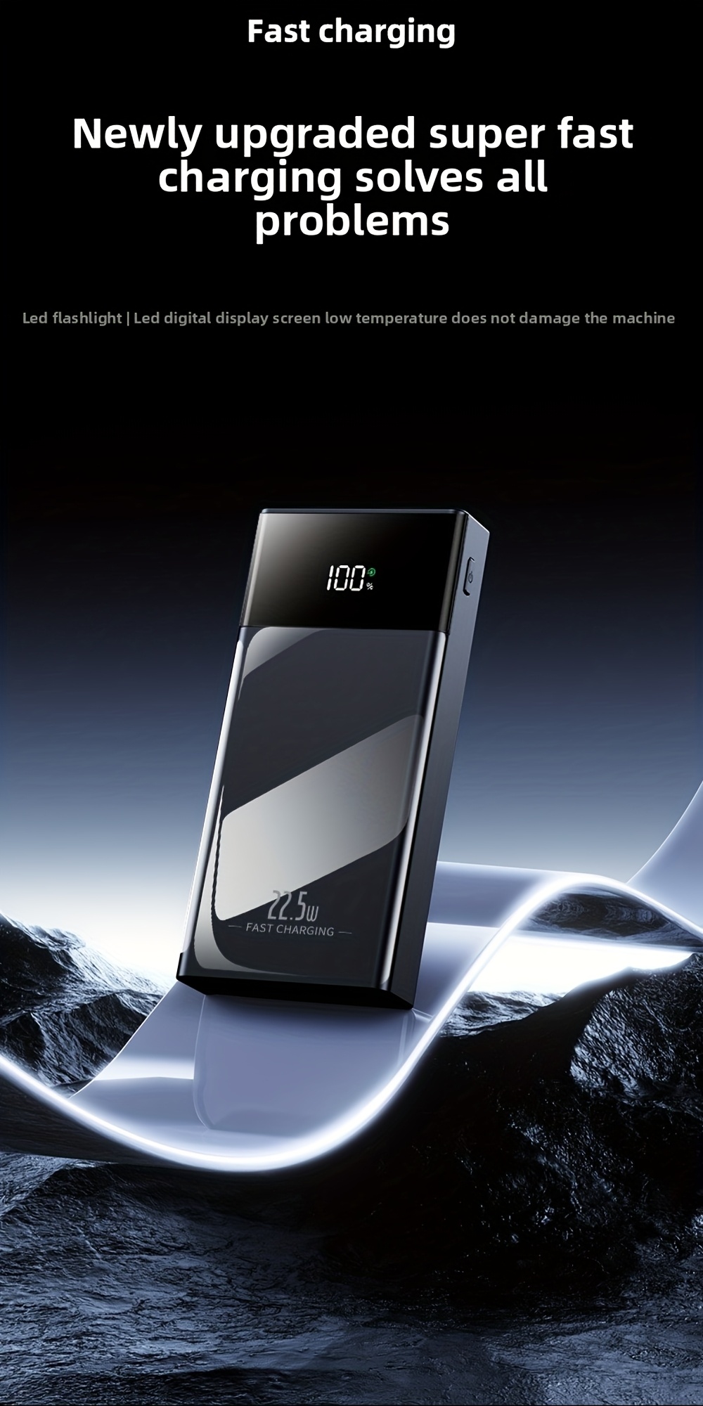 10 000mah high capacity power bank 22 5w pd fast charging 2 device   charging smart led   built in led flashlight   portable universal   for iphone 16 15 14   for samsung google   devices Product details 0