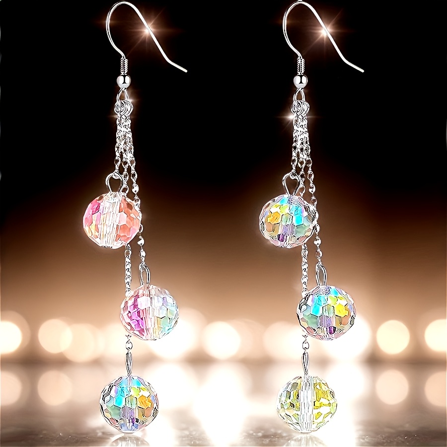 TEMU 1 Pair Of Disco-style Women's Earrings, Mini Spherical Mirror Ball Earrings, Western Country Concert Ear Accessories, Shirt Outfit Accessories