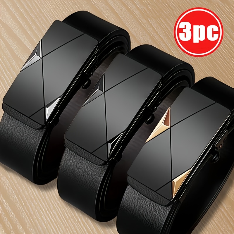 Men's Toothless Belt Set with Automatic Buckle for Business
