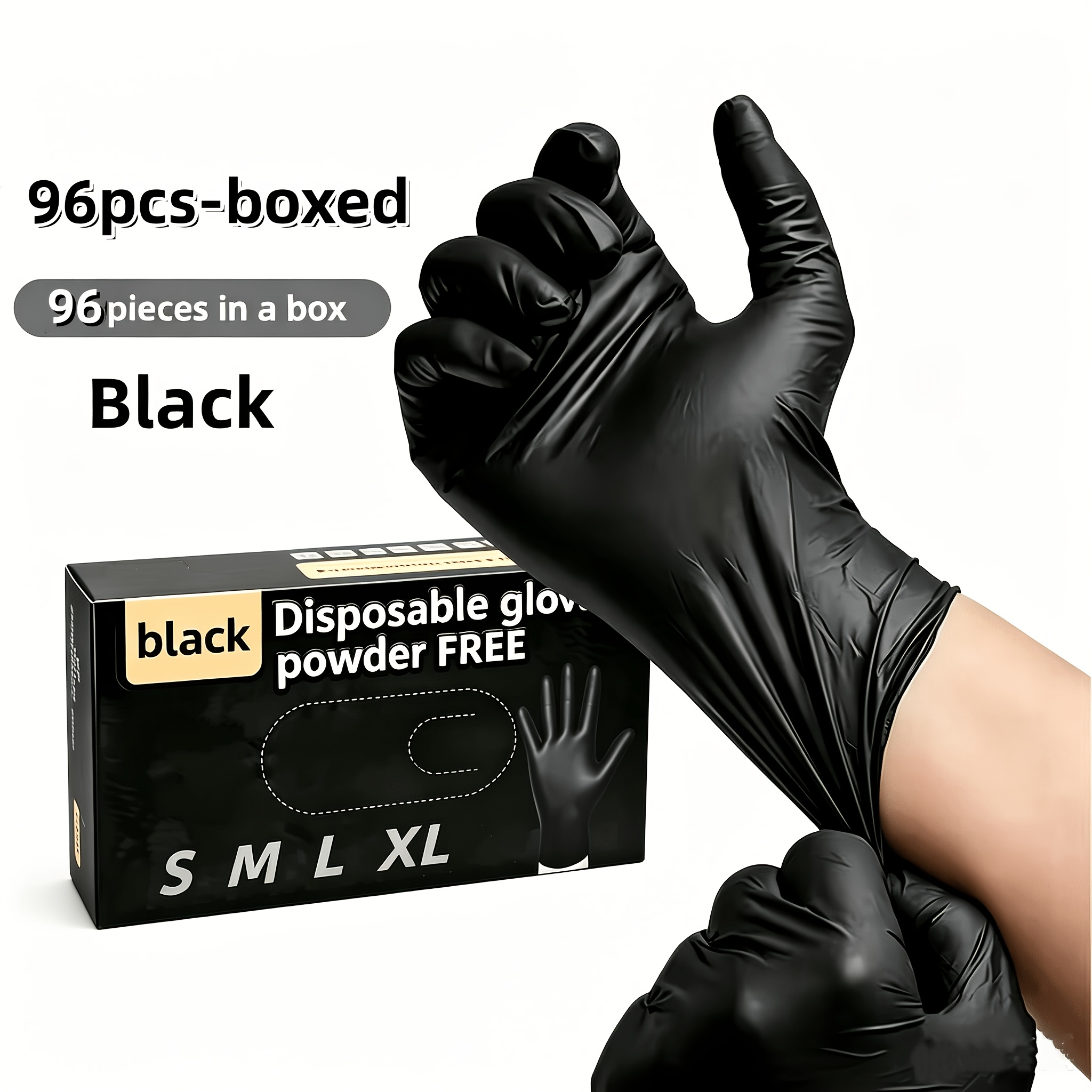 TEMU Black 96pcs Pvc Composite Nitrile Gloves - Disposable Gloves, Suitable For Kitchen, Dishwashing, And Home Cleaning, Hands Compatible, -free,