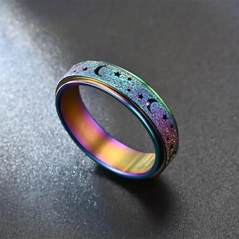1pc fidget ring made of 316l stainless steel rotatable design trendy moon and       match daily outfits Product details 5