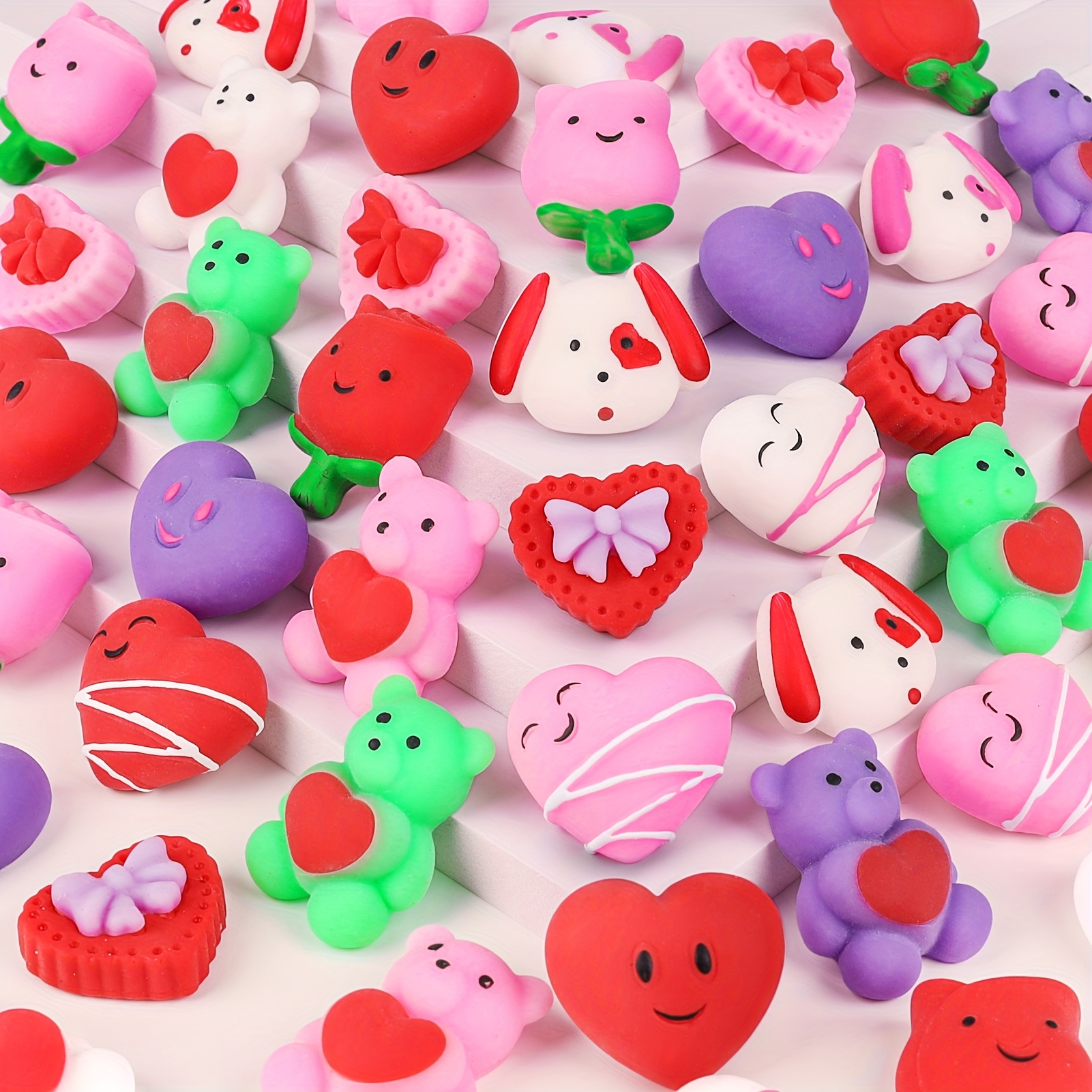 

30pcs Kawaii Mochi - Perfect Valentine's Day Gifts For , With Hearts, Roses & - Ideal Party Favors & Classroom Prizes