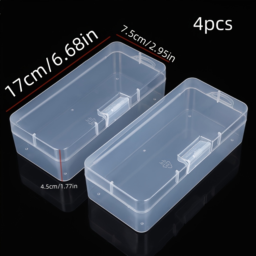 4pcs Clear Plastic Storage Boxes With Lids - Transparent, Organizers For Desk Supplies, Crafts & Small Items, Desktop Storage Organizer