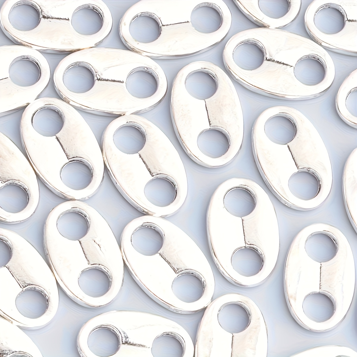 Image of 30pcs Oval Two-hole Connection Silvery Style Alloy Double Large Hole Necklace Clasp Pendant Additions Ear Additions End Fixing Clip Crimp Beads - Durable Alloy Knot Cover