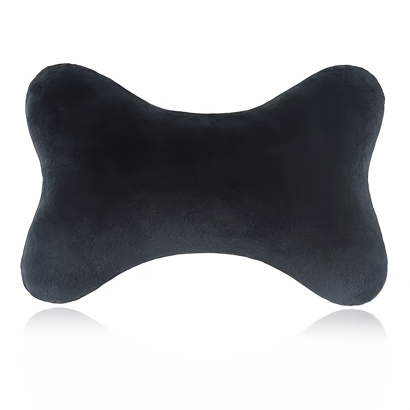 TEMU 1pc Plush Black Car Headrest & Lumbar Support Pillow - Soft, Comfortable Sponge Universal Car Neck Pillow-filled Neck For Vehicles