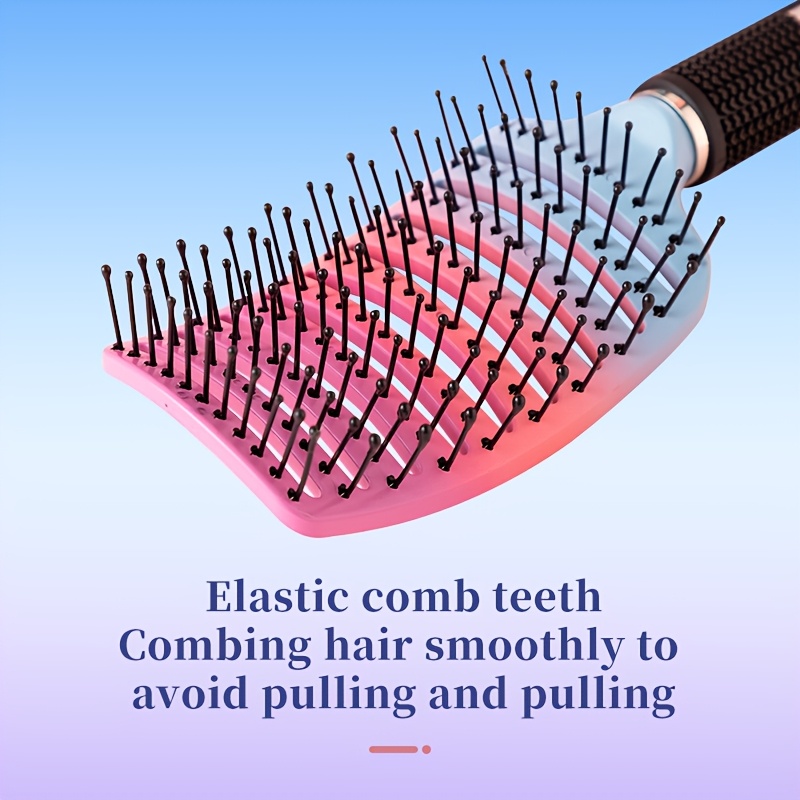 Gradient Hollow Large Curved Comb for Smooth Curls