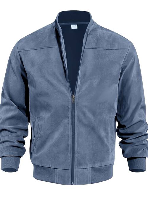 mens brown like zipper jacket fashionable casual and versatile coat