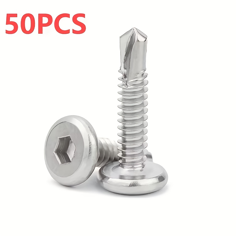 E-shop 50 Stk. Sechskant-Bohrschrauben mit Flachkopf, Größe: M5,5*16/25/35/45mm, hocheffizient selbstschneidend, Befestigungselemente speziell für