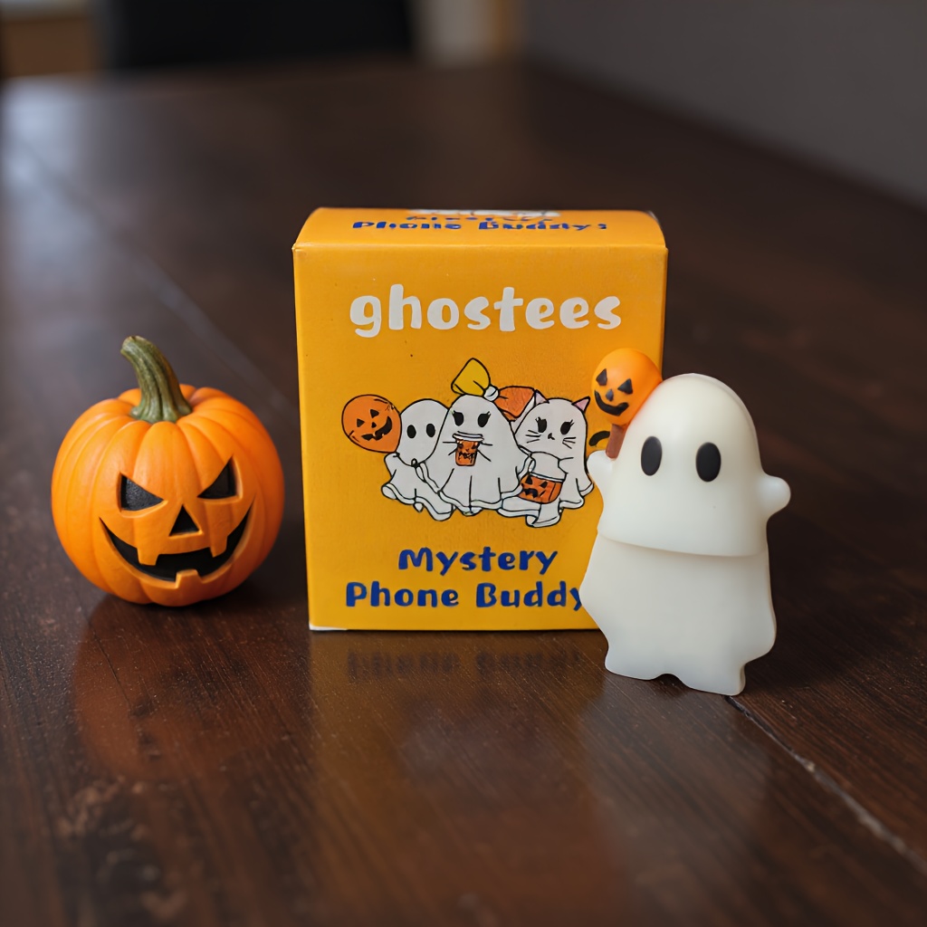 TEMU . Ghostees Halloween-Handyfreund - Niedlich mit Ausdrucksstarken Augen & Mund, Aufklebende Dekoration für Smartphones, Tablets, Partydeko -