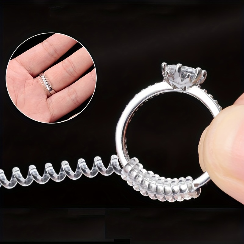 

4pcs/set Ring Size Adjuster Invisible Jewelry Sizer Shrinking Wrapping Anti Detachment Protection Ring Guard Ring Sizer Adjuster Clear Ring Size Reducer For Loose Rings Fit Almost Any Ring