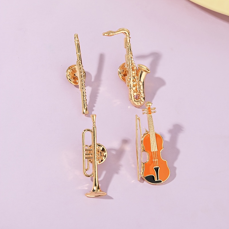 A Set Of 4pcs Classic Instrument Brooches, Instrument Lovers Performance Group Clothing Backpack Decoration…: retailer-supplied image