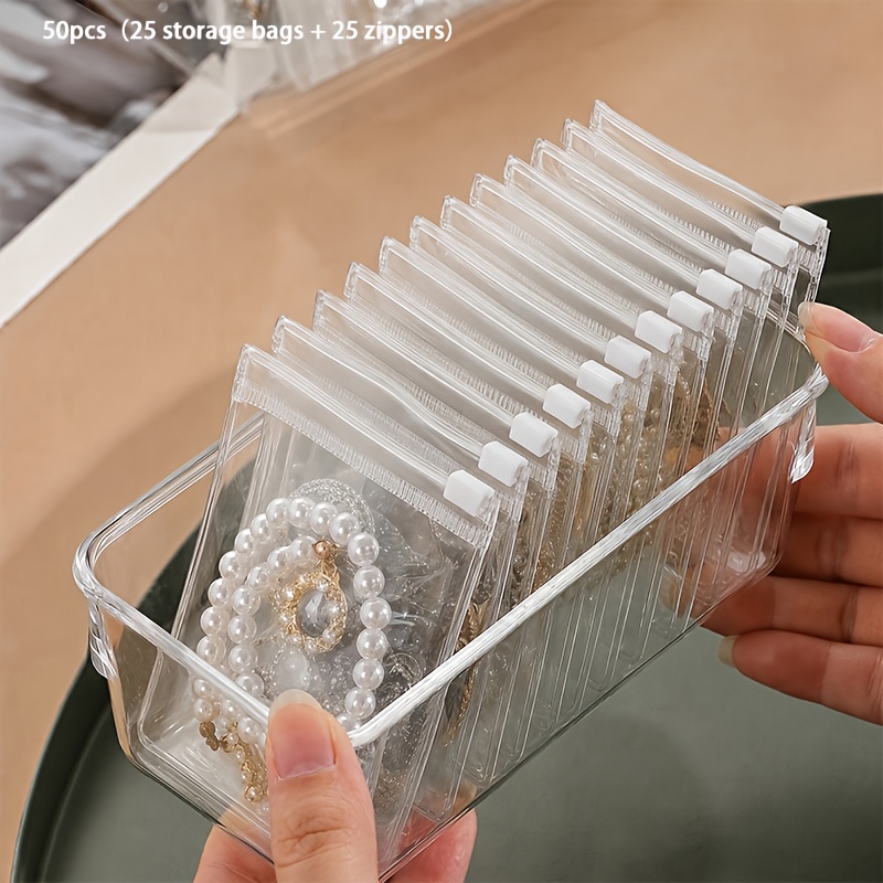 TEMU 50pcs Reusable Zippered , Self-sealing Medicine Organizer Bags, Semi-transparent Travel With Sliding Locks, Suitable For Pills And Small Items,