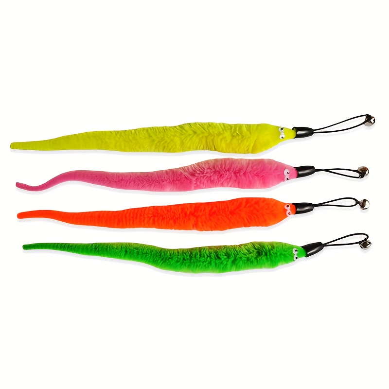 Multiple Colors, Cat Worm Toy Replacement Cat Teaser Toy Replacement Stick Replacement Cat Rod Toy Replacement, 4pcs, Without Battery