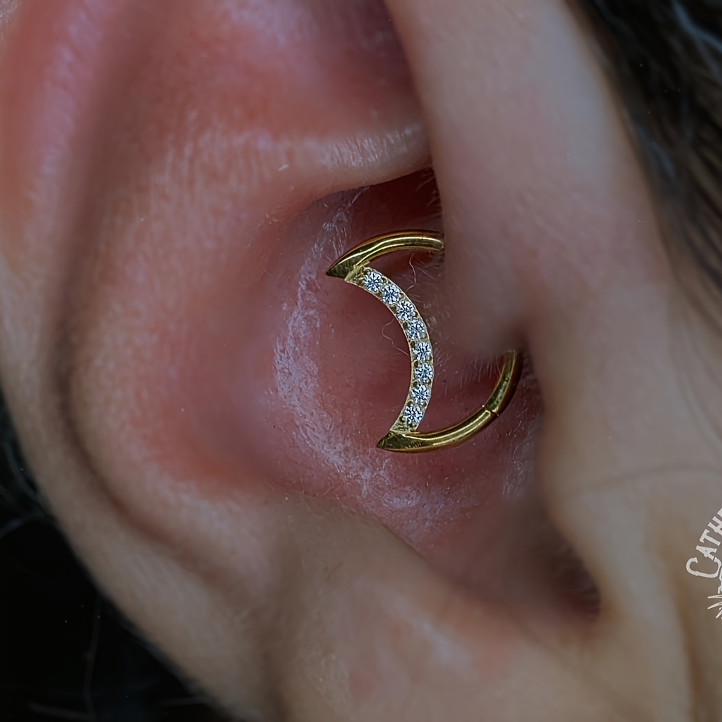 16g stainless steel moon daith ring daith piercing Temu United