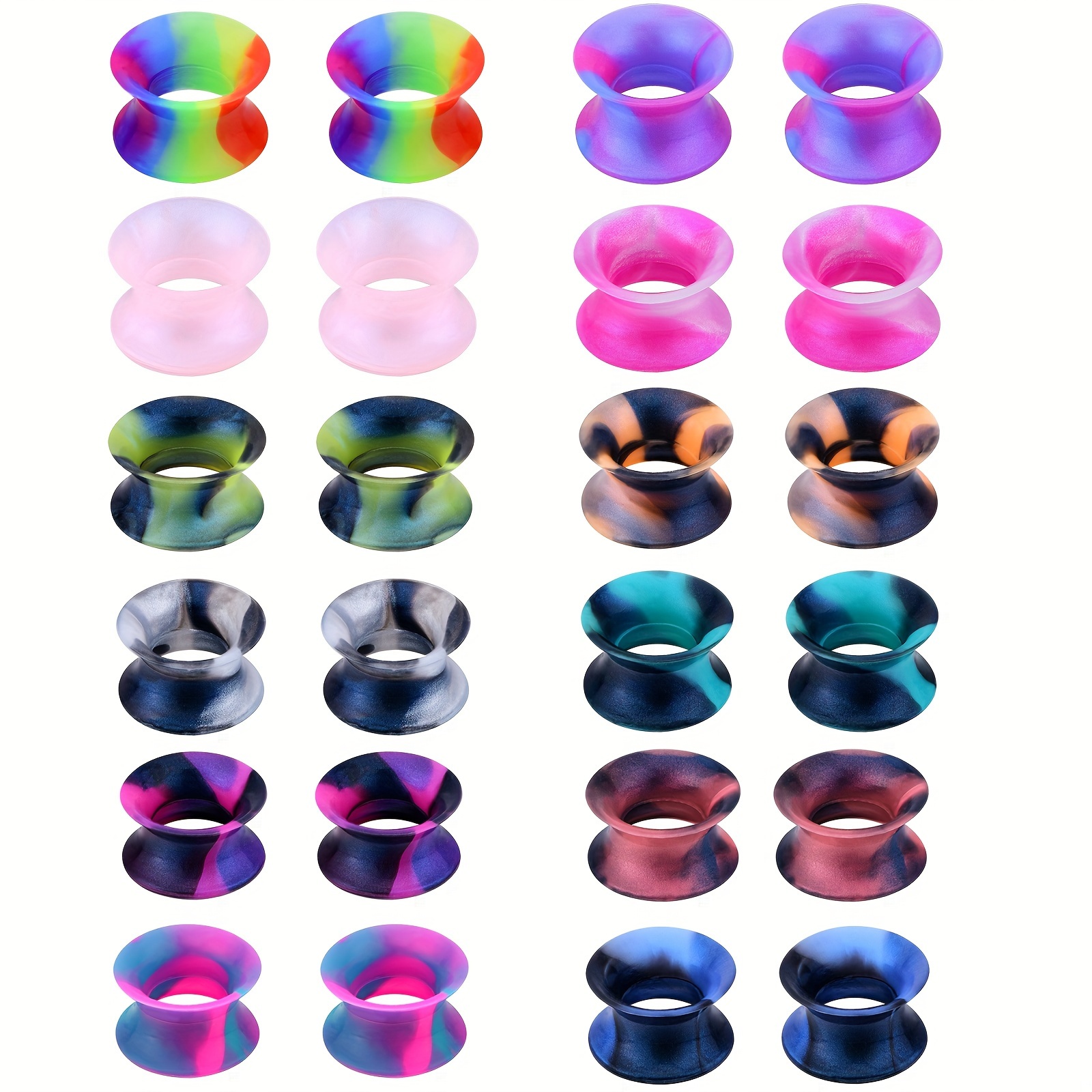 

24pcs Style Acrylic Ear Stretcher Set, Multiple Sizes 6mm/8mm/10mm/12mm, Non-allergic Body Piercing Jewelry, For Parties And Music Festivals