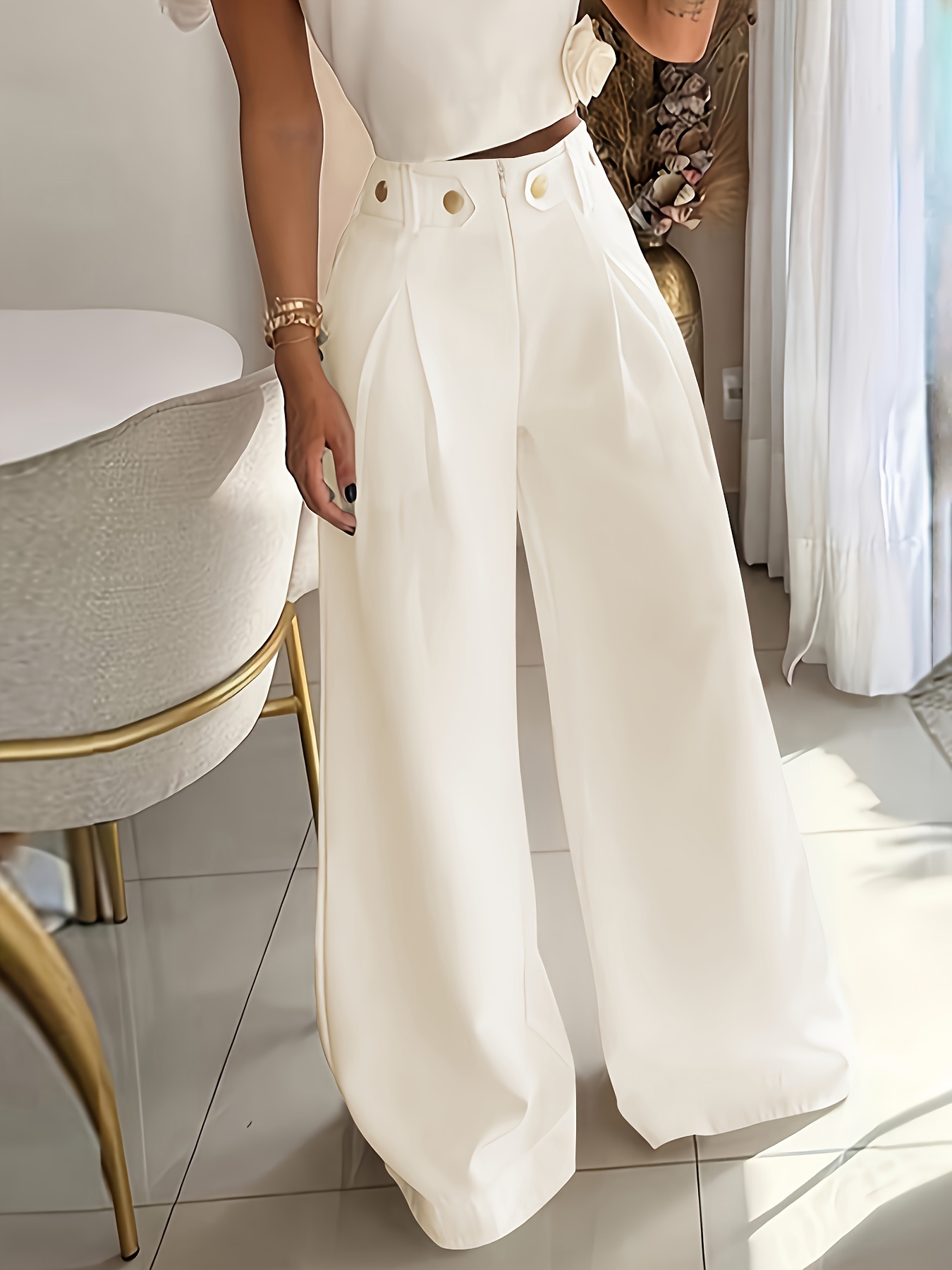 chinese dress ladies Cream Trousers for Women main image 0