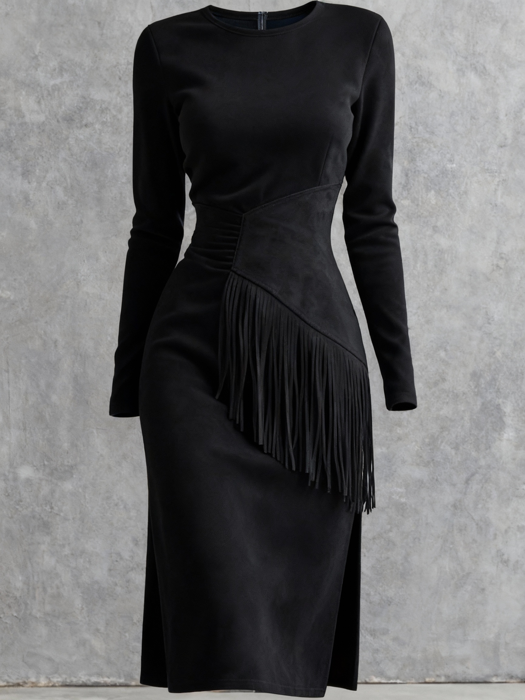 fitted lace wedding dress Level 99 Nev Long Sleeve Faux Suede Dress (XS) main image 0
