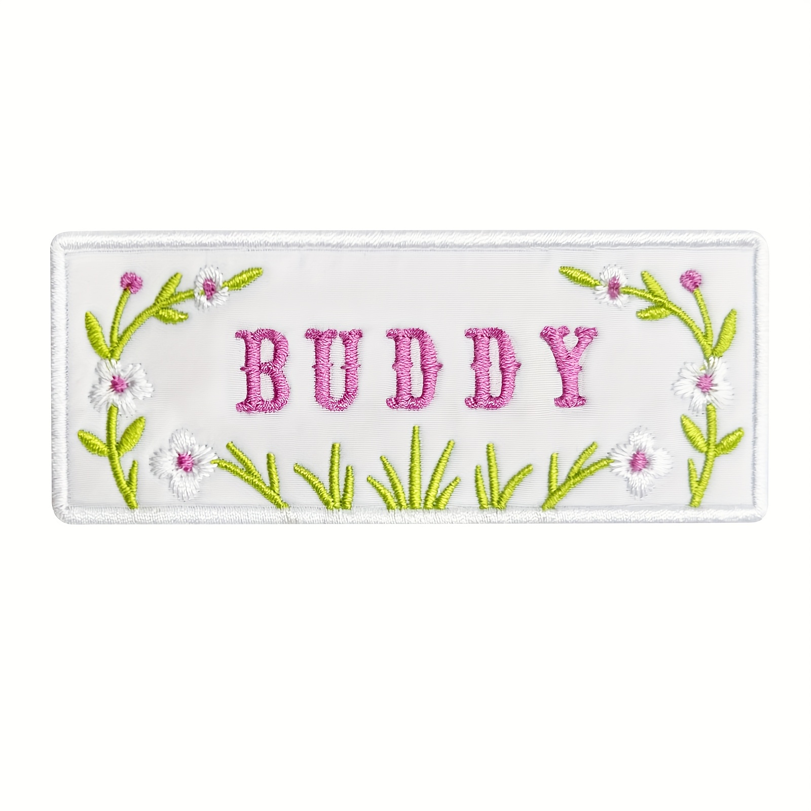 TEMU (customized) Embroidery Name Patch 2pcs Green Grass Border Decoration 4 Fonts Ironing Suitable For Bags, Clothes, Etc.