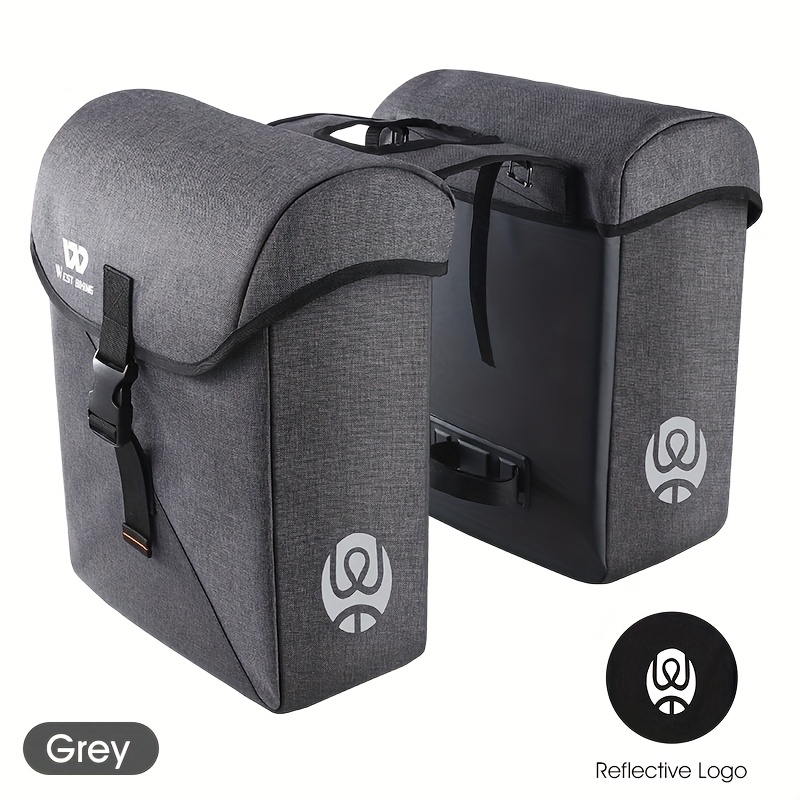 Image of West Biking Long-distance Rear Rack Bicycle Double Pannier Bag Mountain Bike Pannier Bag Large Capacity Bike Back Panniers Adjustable Straps Secure Rear Rack Storage For Commuting Bike Additions