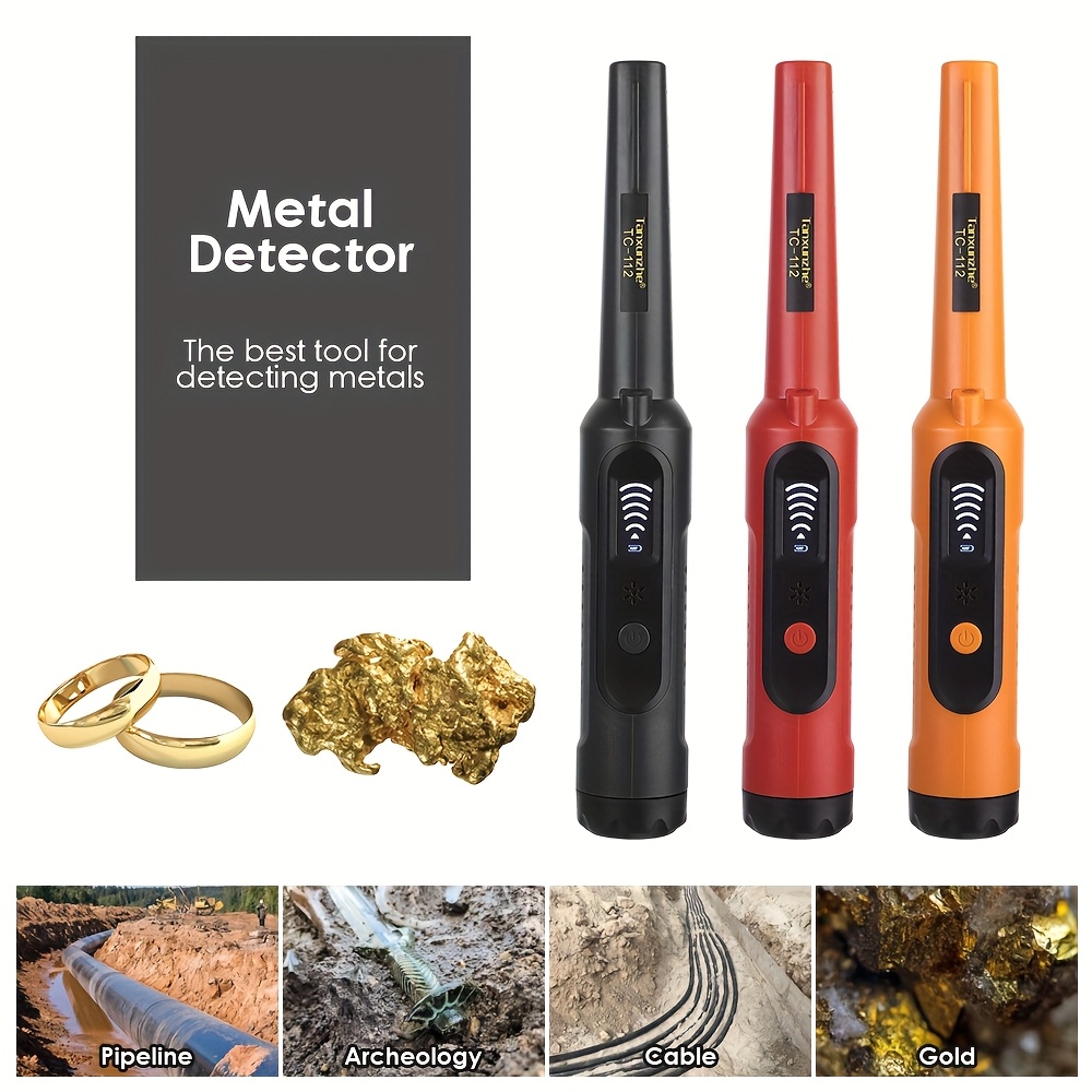 waterproof probe tc 112 metal detector ip68 waterproof full precision positioning rod portable handheld detector   made of plastic battery powered battery not included