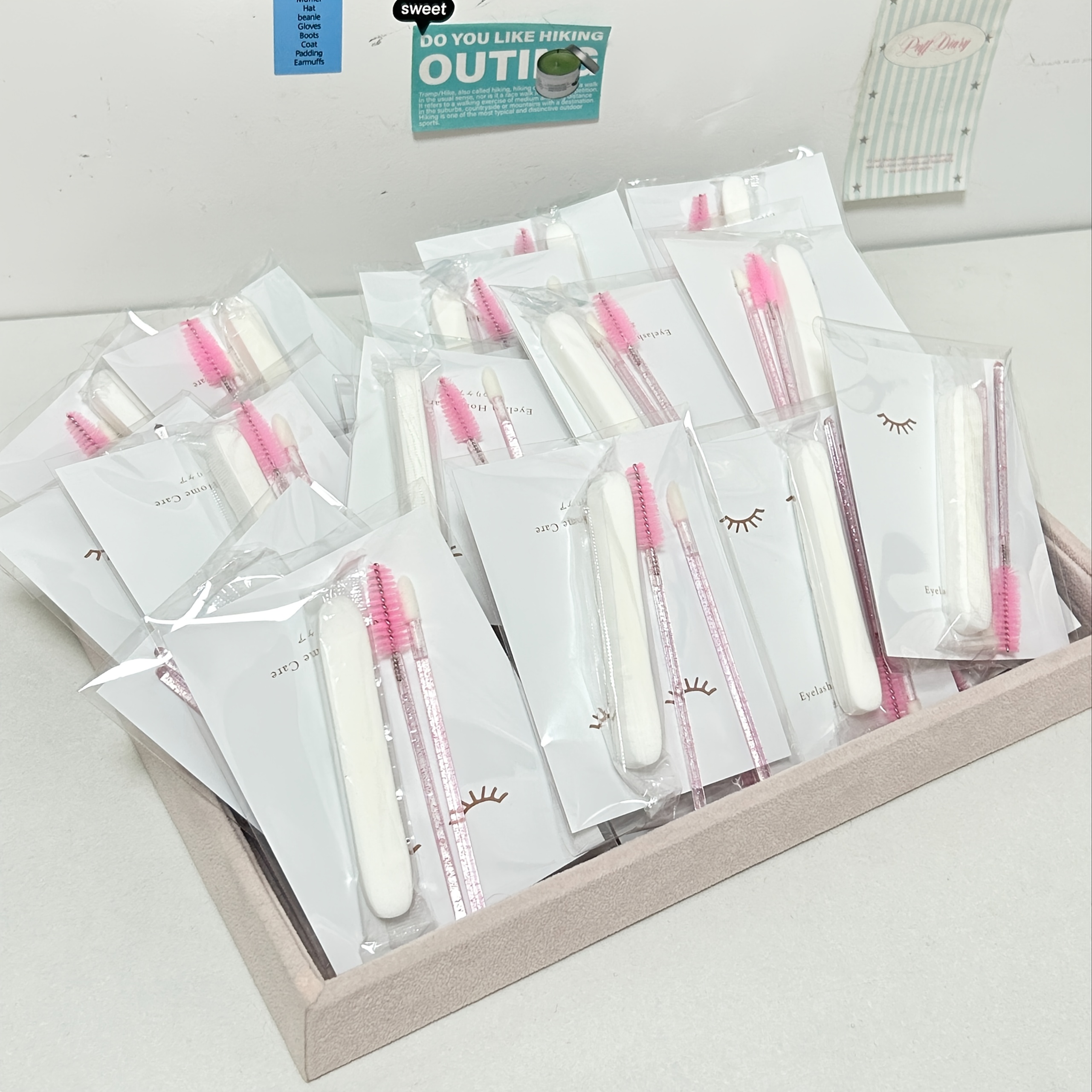 10pcs Eyelash Care Kit With 40 Accessories - Includes Mini Brush, Swabs, Compressed Sponge & Aftercare Card - Perfect For Salons, Gifts & Lash Maintenance