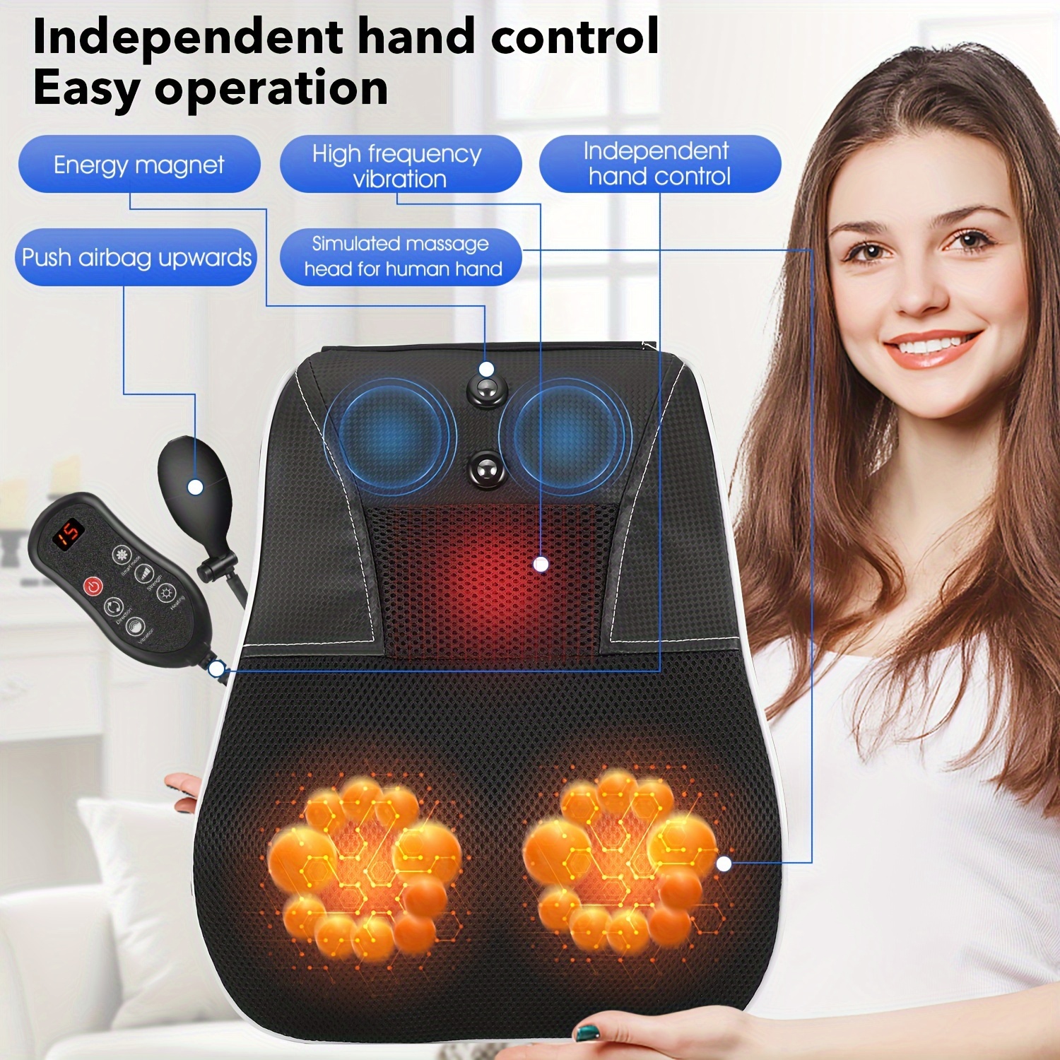 

Upgraded Multifunctional Massage Cushion With Lumbar Support And Heating, Ideal For Home And Office, Christmas Gift For