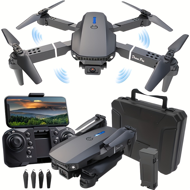 E88/E99 Black/Orange Drone With Camera, Foldable Rc Drone With APP Control, S2S Black Drone With Camera, Real-time Video Remote Control Quadcopter, Comes With 2 Batteries, Birthday Gift Indoor And Outdoor Drone Aircraft, Christmas Easter Gift