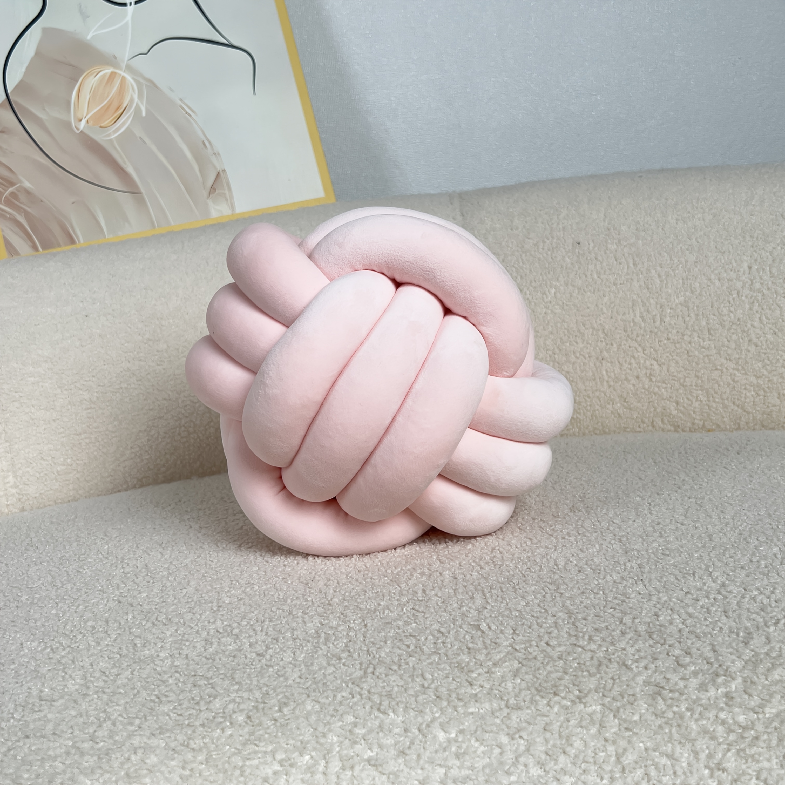 Image of 1pc 22cm/8.66inch Knotted Pillow, Spherical Decorative Throw Pillow, Knotted Cushion For Sofa, Suitable For Living Room, Bed, Sofa Decoration, Throw Pillow