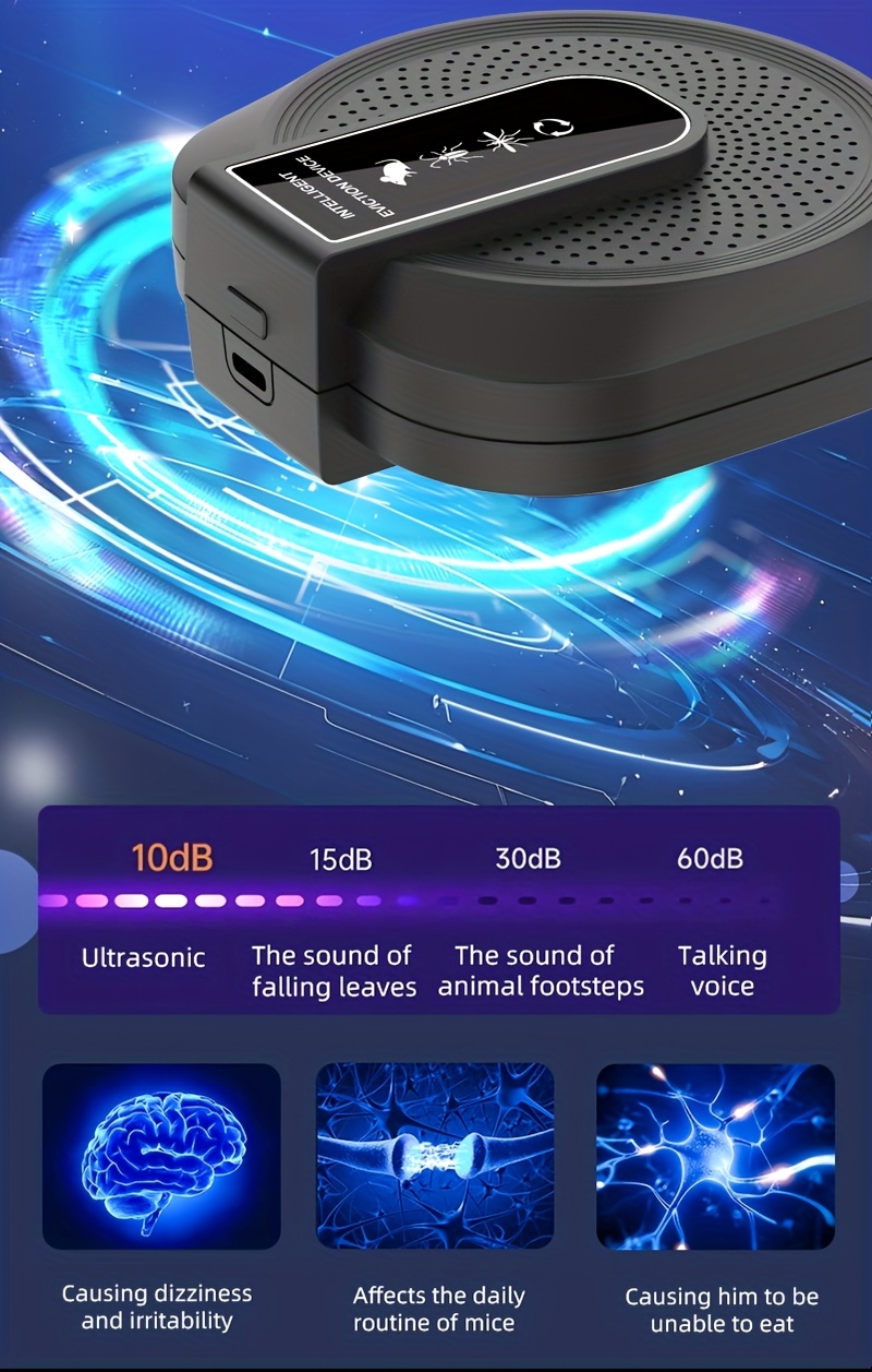Ultra-Wide Coverage 0-500㎡ Smart Soundwave Technology Pest Repellent & Killer Suitable for Home, USB-Powered AI Drone-Free Insect Control, Safe for Pets &, Odorless Bug Zapper for Mice, Roaches, Spiders, Flies, Mosquitoes