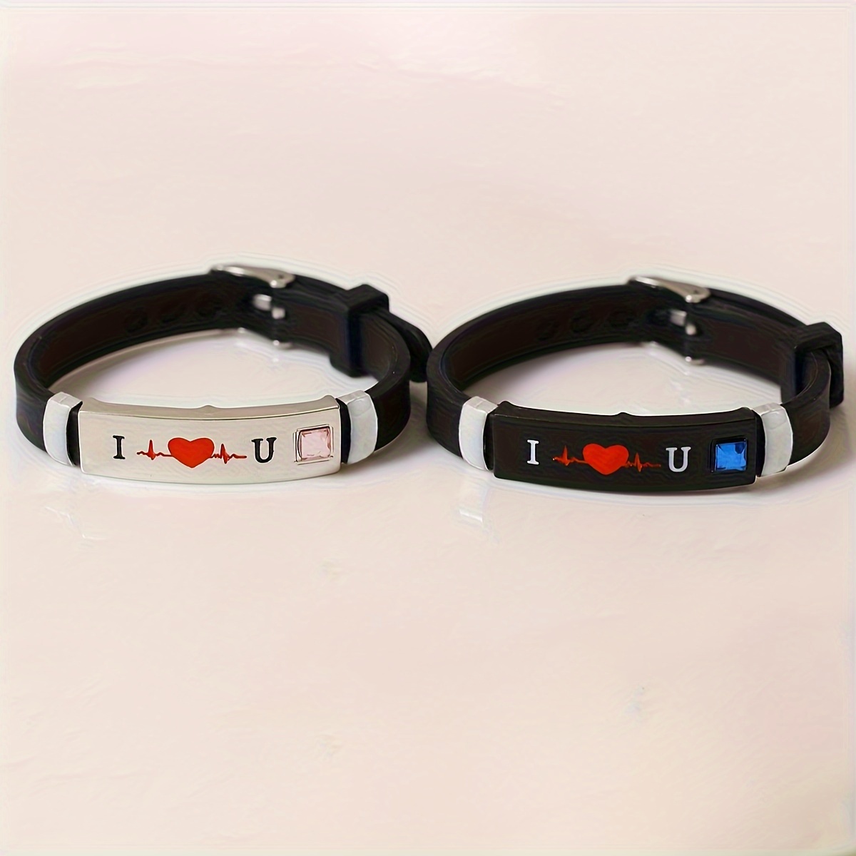 i love you silicone couple bracelets 2pcs set cute       or gifting on valentines day details 5