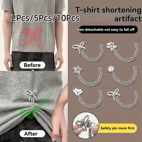 2 pcs 5 pcs 10 pcs womens adjustable clothes clips with and heart shaped decorations instantly shorten sleeves suitable for shirts skirts pants elegant design multiple colors decoration