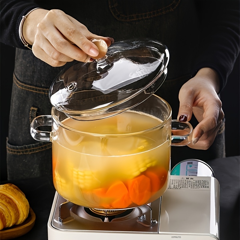1pc Heat Resistant Clear Glass Stew Pot with Lid, Transparent... product image 9