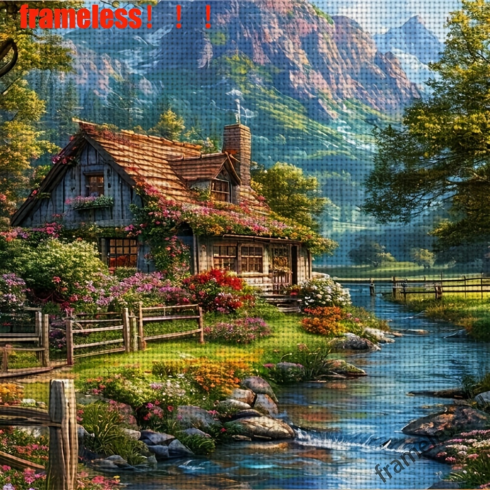 TEMU Printed Embroidery Fabric, Thread, Needle And Instructions, Handmade Artwork Home Wall Decoration Art Holiday Gift, Cross Stitch Kit/package Set