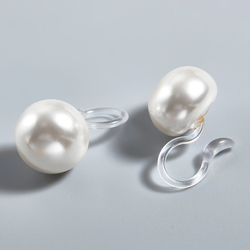 TEMU 1 Paire de Clips d'Oreilles Ronds en Résine à Tempérament , Boucles d'Oreilles à Clip Perçage