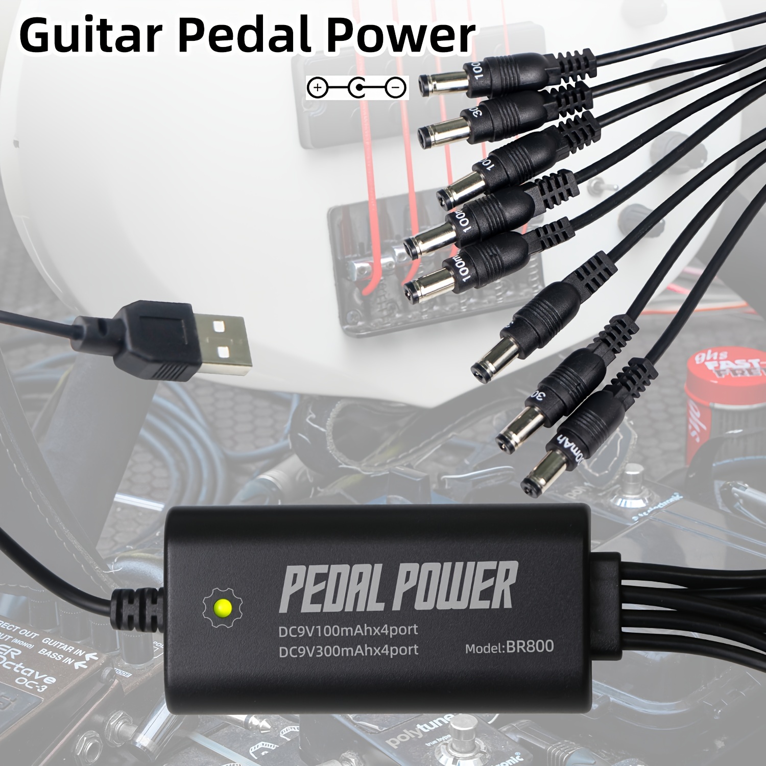 

Guitar Pedal Power Supply 8-isolated Dc9v Output For Guitar Bass Effect Pedals 100mah 300mah Usb 5v Input