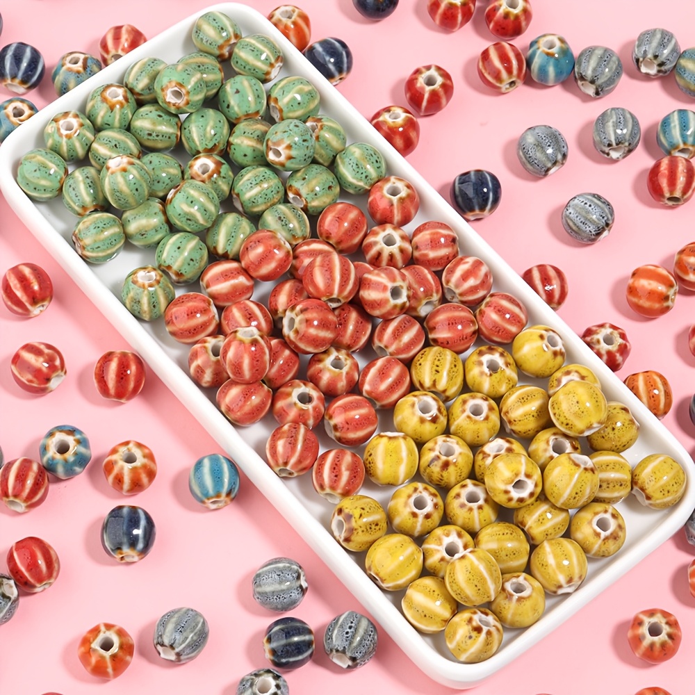 10pcs Ceramic Pumpkin Colour Porcelain Beads
