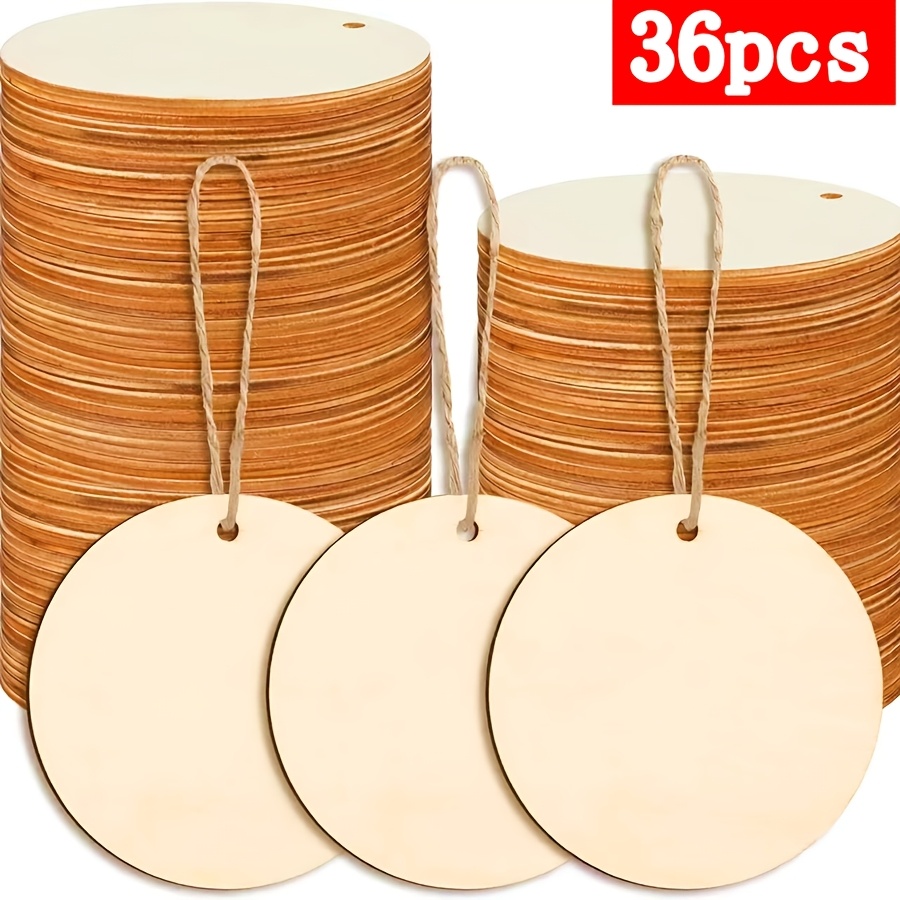 TEMU 36 pièces rondes en bois (3 pouces) Artisanat Décoration de porte de maison Étagère de mariage d'anniversaire Cadeau d'étiquette Boîte cadeau