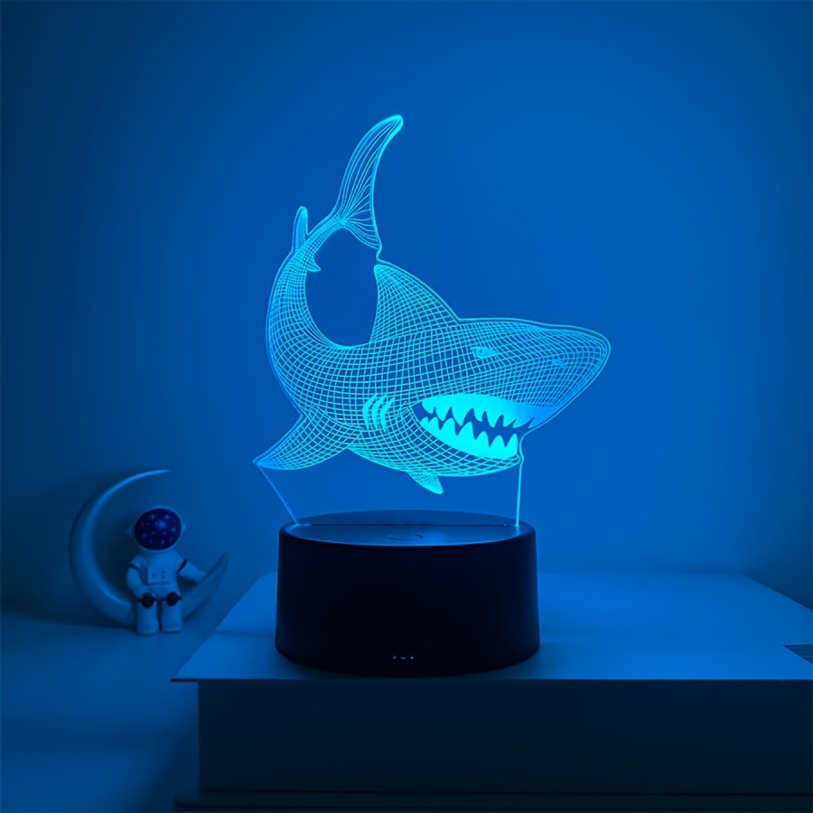 

Shark 3d Visual Night Light, Touch Sensing Base, Adjustable 7 Colors/four Modes, For Birthday/christmas/new Year Gifts, Bedroom/living Room/outdoor Camping Decoration Light