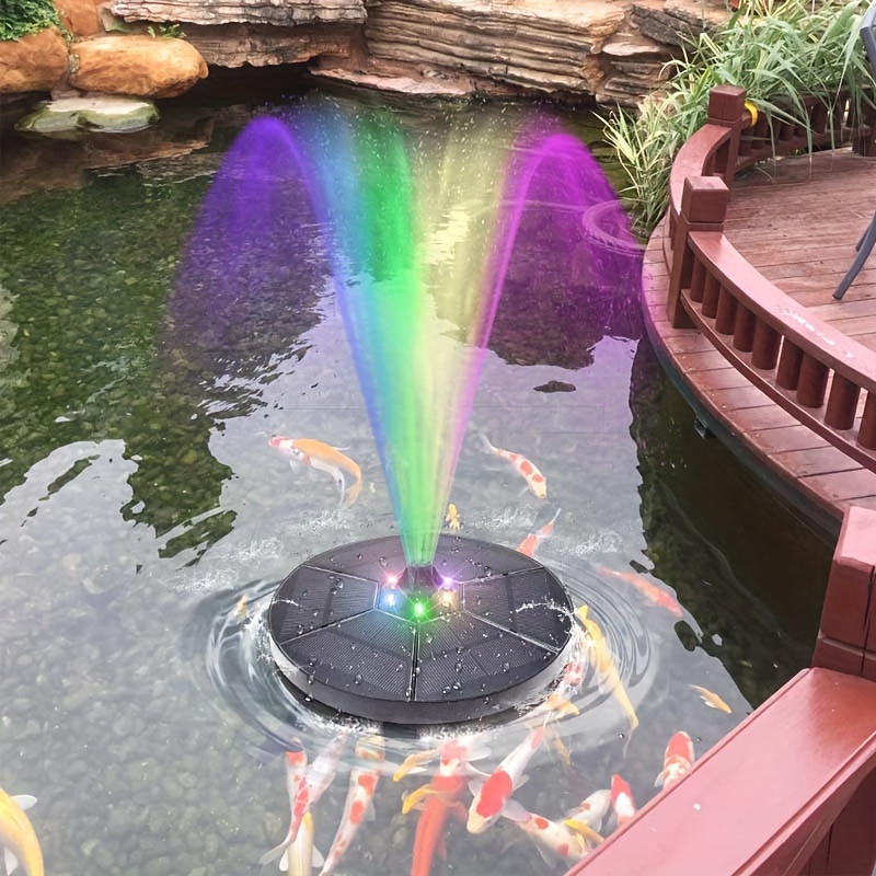 

Solar-powered Floating Fountain With Colorful Led Lights, 1pc Plastic Solar Bird Bath Fountain For Garden Ponds, Swimming Pools, Fish Tanks, Patio Lawn Decor, Built-in Lithium Solar Battery
