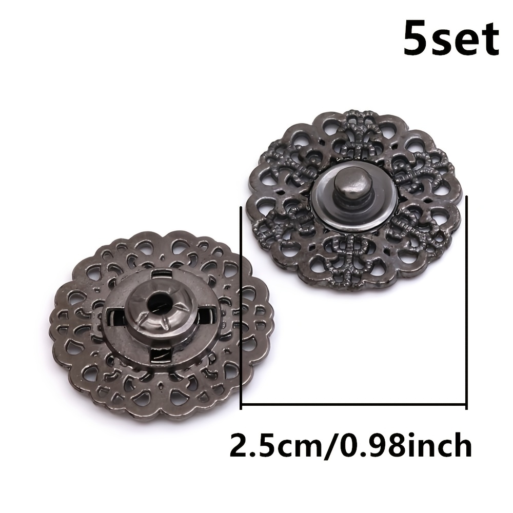 E-shop 5er Set Metall Druckknöpfe in Blumenform mit Aussparung, Aufnäher, Unsichtbare Metall Druckknöpfe, Metall Knöpfe Befestigungen Druckknöpfe für