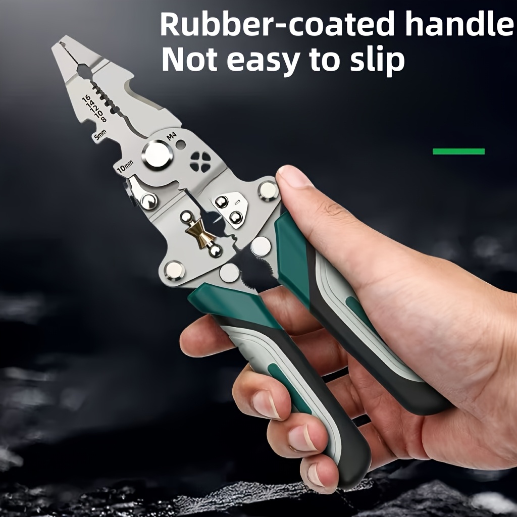 professional electrician multi function wire stripper pliers 16 in 1 tool with folding design for stripping cutting twisting terminal connections compact storage for home construction electrical work home utility ergonomic handle construction electrician tools details 5