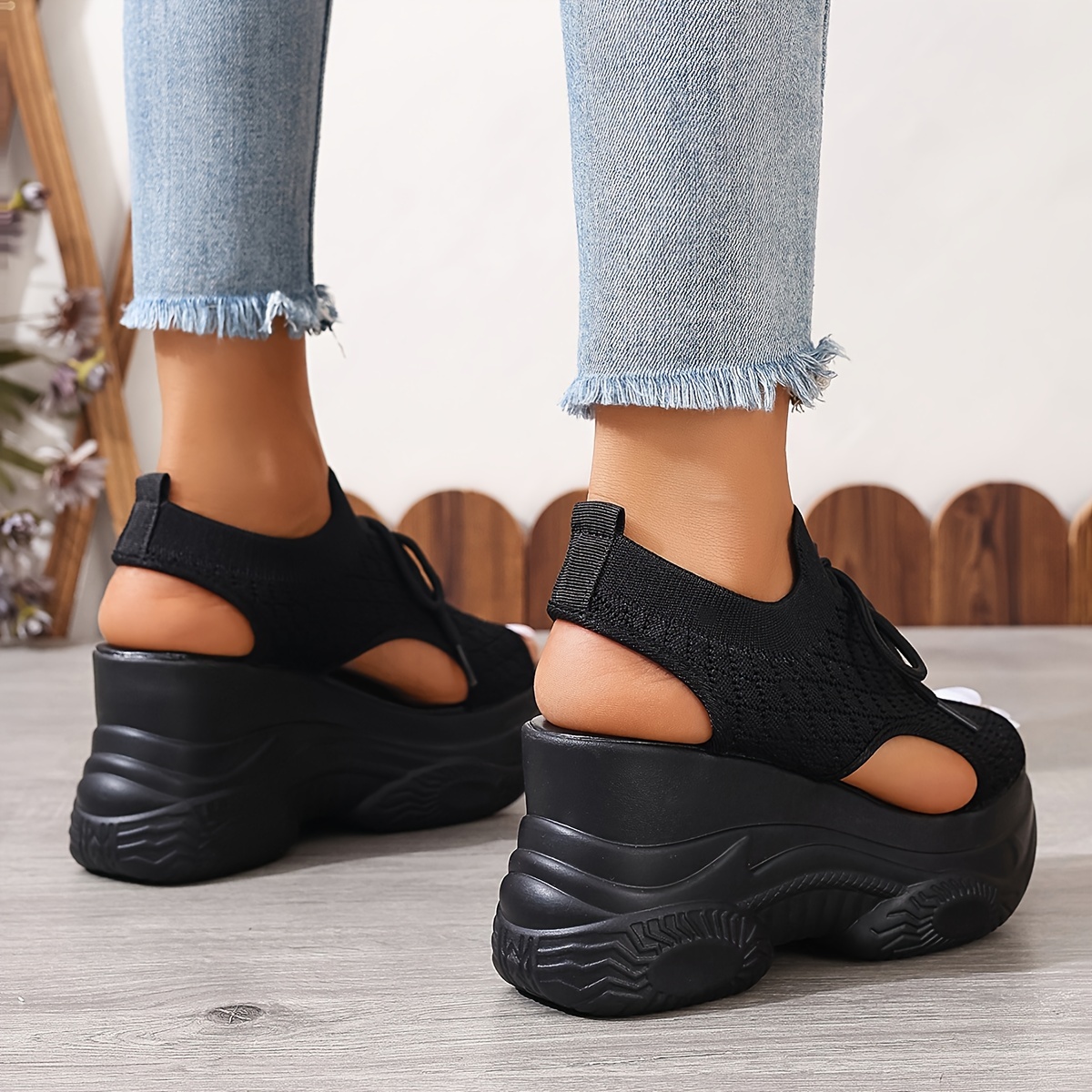 Women s Summer Platform Wedge Sandals Breathable Knit 7