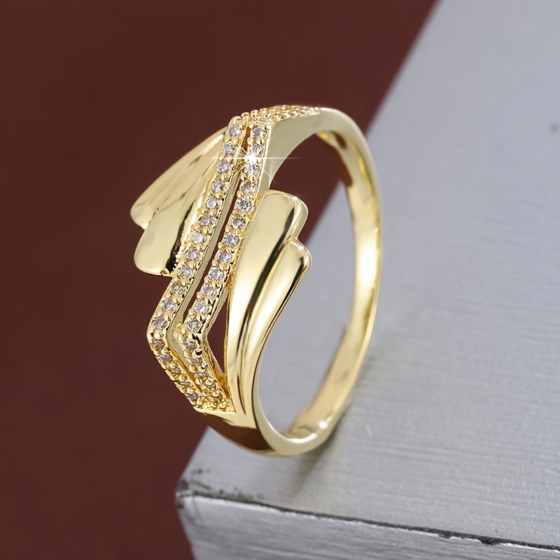 Image of 1 Geometric Folding Cross Design Synthetic Synthetic Zirconia Women's Ring Holiday Gift