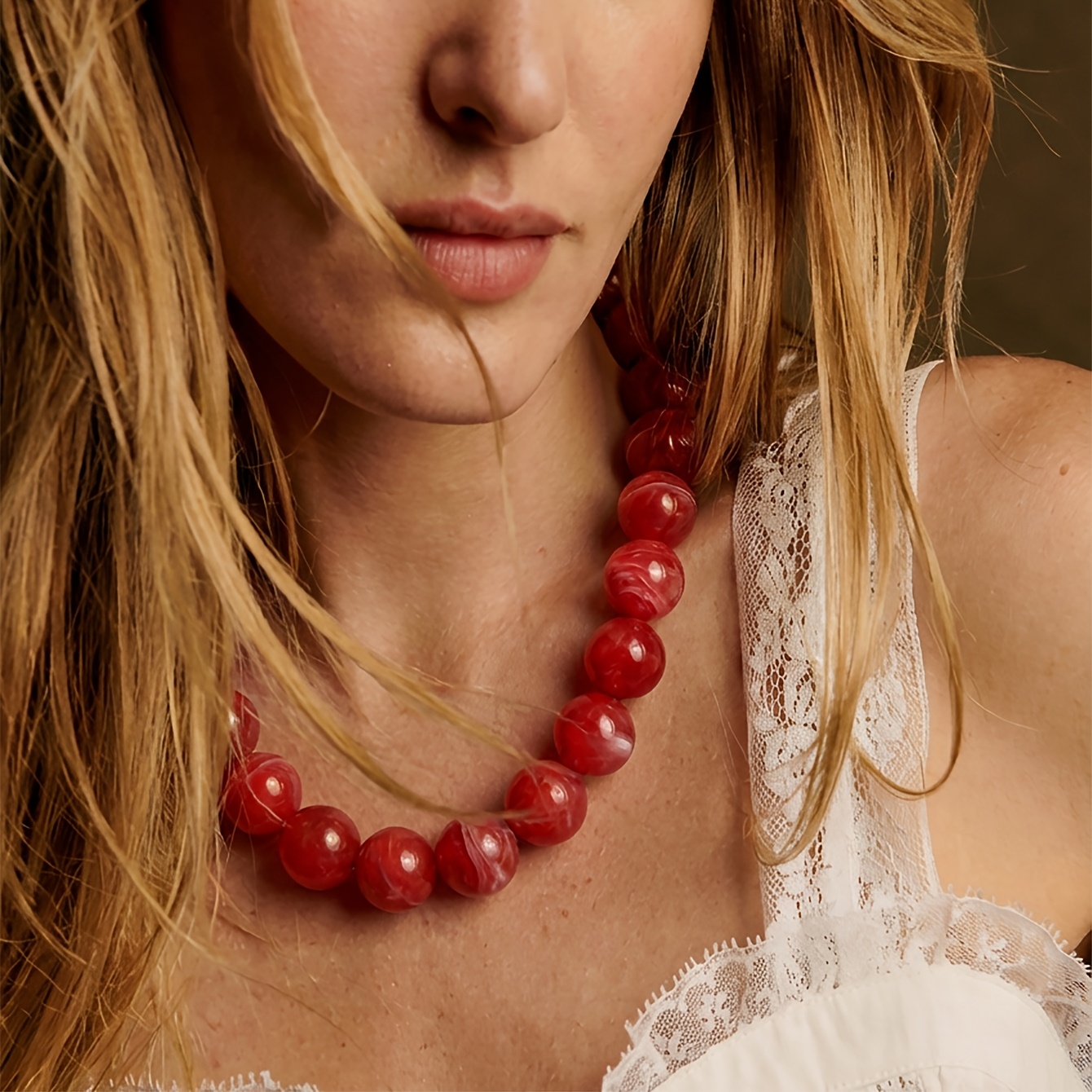 TEMU European And American Bohemian Style Women's Round Geometric Cloud Beaded Necklace, Fashionable Summer Travel Vacation Beach Necklace, Multiple